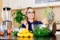 Woman dietetic in kitchen