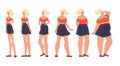 Woman different body shape, figure type set in row