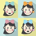 Woman Different Facial Expressions Flat Design Icons Royalty Free Stock Photo