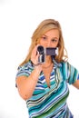 Woman with digital camcorder Royalty Free Stock Photo