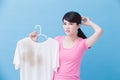 Woman with dirty shirt Royalty Free Stock Photo