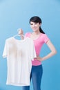 Woman with dirty shirt Royalty Free Stock Photo