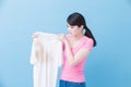 Woman with dirty shirt Royalty Free Stock Photo