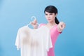 Woman with dirty shirt Royalty Free Stock Photo