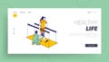 Woman with Disabilities Physiotherapy Landing Page Template. Physical Development for Handicapped People