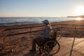 woman disabled on the terrace built specifically for disabled wheelchair