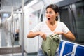 Woman discovered theft in subway train Royalty Free Stock Photo