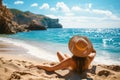 Woman Discovers Blissful Serenity Through Beach Sunbathing And Relaxation