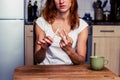 Woman displays obscene gesture Royalty Free Stock Photo