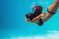 Woman dive in pool Royalty Free Stock Photo