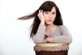 Woman with a djembe drum