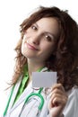 Woman Doctor with Business Card