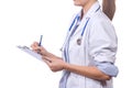 Woman doctor holding chart Royalty Free Stock Photo