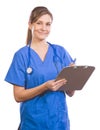 Woman doctor holding chart Royalty Free Stock Photo