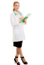 Woman doctor in lab coat with stethoscope. Medical