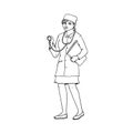 Woman doctor in medical gown and cap with a stethoscope and a folder in his hands. A worker in the field of medicine