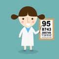 Woman doctor - optometrist vision tests vector Royalty Free Stock Photo
