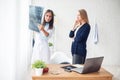 Woman doctor and patient in hospital looking at x-ray film healthcare, roentgen, people medicine concept. Royalty Free Stock Photo