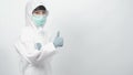 Woman doctor in PPE or personal protection equipment suit