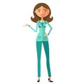 Woman doctor presenting healthcare and medical design concept v