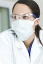 Woman Doctor or Scientist With Surgical Face Mask