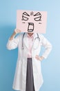 Woman doctor show angry billboard Royalty Free Stock Photo