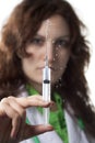 Woman Doctor with Spraying Syringe