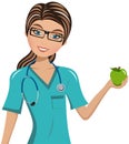 Woman Doctor Surgeon Holding Apple