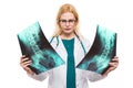 Woman doctor with X-rays