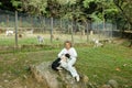 Woman with dog at the animal shelter of Lugano, Switzerland