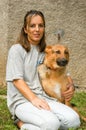 Woman with dog at the animal shelter of Lugano, Switzerland