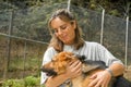 Woman with dog at the animal shelter of Lugano, Switzerland