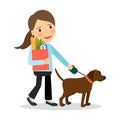 Woman with dog and bag of food Royalty Free Stock Photo