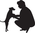 Woman and dog silhouette vector Royalty Free Stock Photo