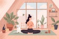 dog woman cartoon body sport lifestyle training yoga exercise home fitness. Generative AI. Royalty Free Stock Photo