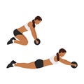 Woman doing abdominal roller exercise side view.