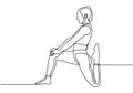 Woman doing aerobic exercise one continuous line drawing minimalism vector illustration. Simplicity design of girl pose for Royalty Free Stock Photo