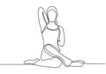 Woman doing aerobic exercise one continuous line drawing minimalism vector illustration. Simplicity design of girl pose for Royalty Free Stock Photo