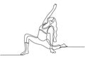 Woman doing aerobic exercise one continuous line drawing minimalism vector illustration. Simplicity design of girl pose for Royalty Free Stock Photo