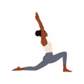 Woman doing anjaneyasana pose. Yogi female practicing Young moon position, training in low lunge posture