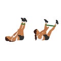 Woman doing Band leg abduction crunch exercise.