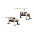 Woman doing Barbell bench press. Chest press