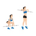 Woman doing Barbell high pull exercise. Flat vector Royalty Free Stock Photo