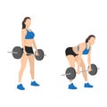 Woman doing Barbell romanian deadlifts exercise