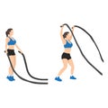 Woman doing Battle rope jumping jacks exercise