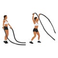 Woman doing Battle rope jumping jacks exercise