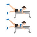 Woman doing bench flutter kicks exercise