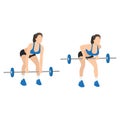 Woman doing Bent over barbell rows exercise.