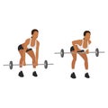 Woman doing Bent over barbell rows exercise.