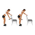 Woman doing bent over dumbbell shoulder pendulums or swings exercise